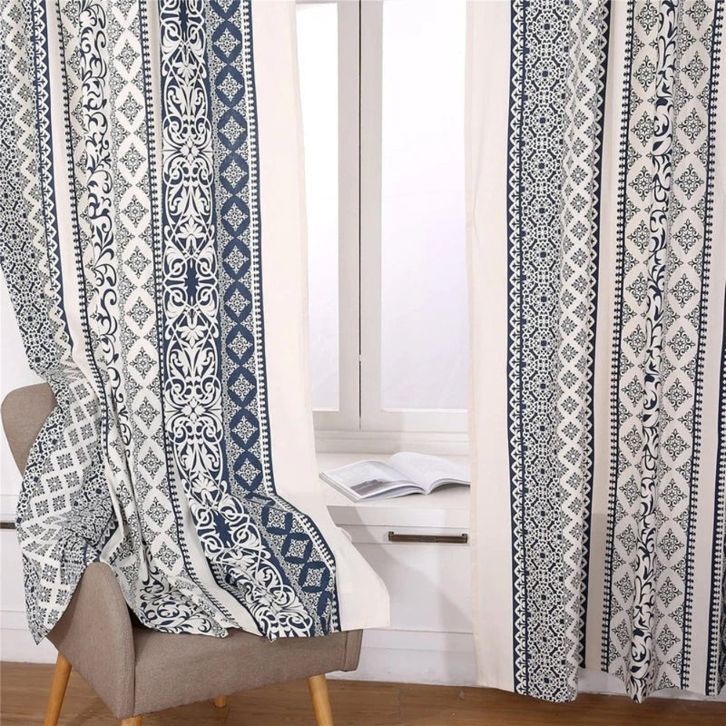 Vintage Bohemian Diamond Print Curtain