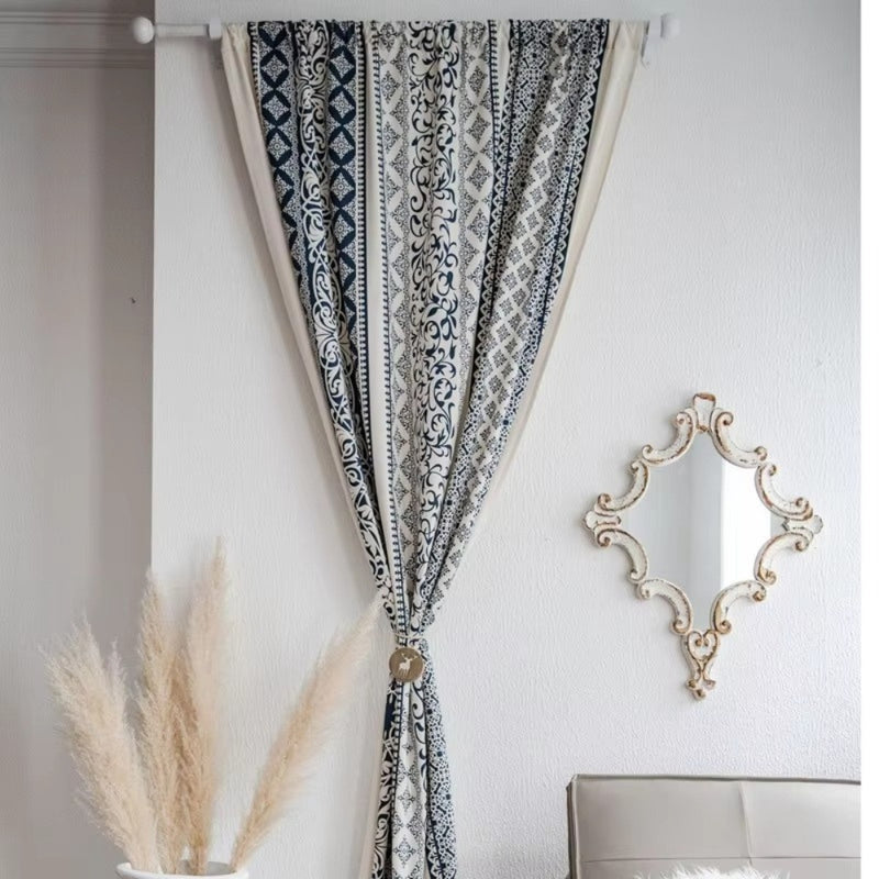 Vintage Bohemian Diamond Print Curtain
