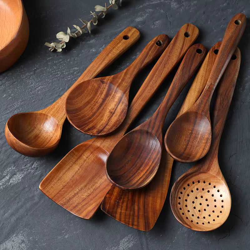 Handmade Teak Wooden Kitchen Utensils | 7 Sets