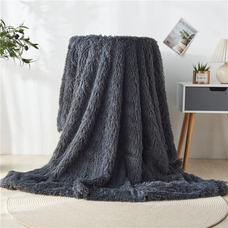 Fuzzy Faux Fur Blanket Throw