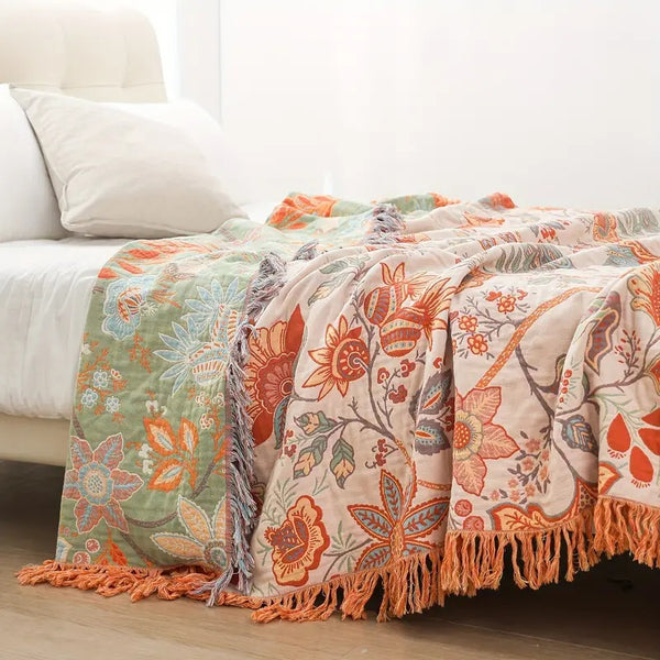 Rustic Floral Boho Blanket