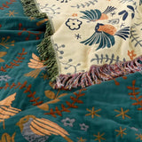 Reversible Scandinavian Bird Throw Blanket