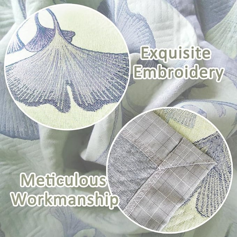 Reversible Ginkgo Leaf Cotton Blanket